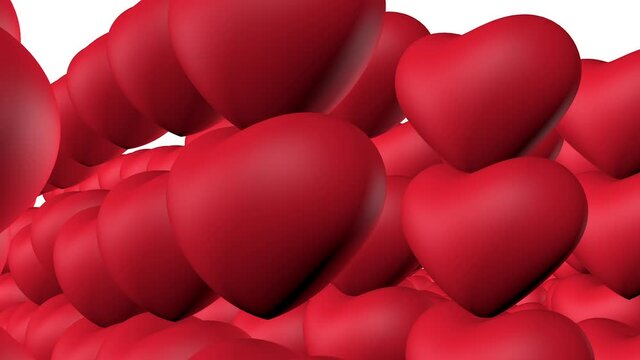 3D animation. Concept of Group of excited hearts, having sex. Excited.