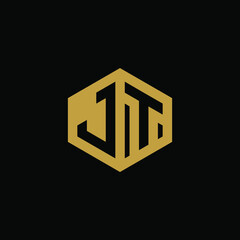Initial letter JT hexagon logo design vector
