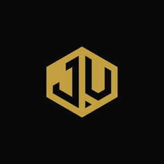 Initial letter JU hexagon logo design vector