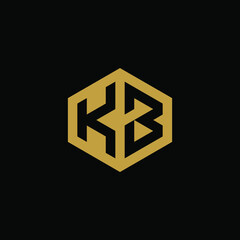 Initial letter KB hexagon logo design vector
