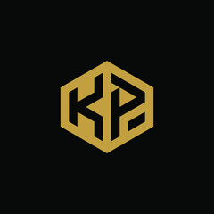 Initial letter KP hexagon logo design vector