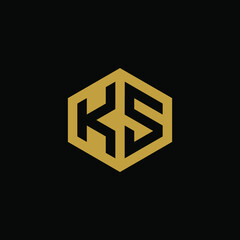 Initial letter KS hexagon logo design vector