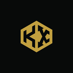 Initial letter KX hexagon logo design vector