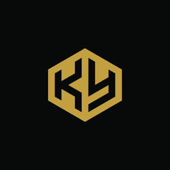 Initial letter KY hexagon logo design vector