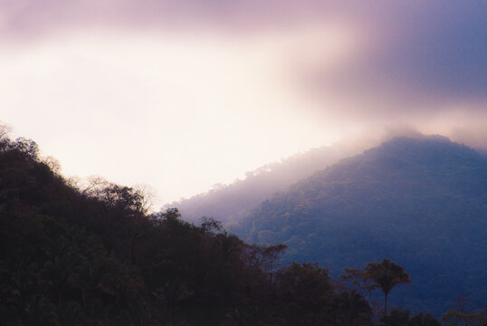 Mexico, Jalisco, Puerto Vallarta, Mountains in fog