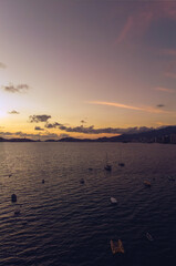 Beautiful sunset, aerial view of the beach, acapulco city seen from above. Travel and vacation...