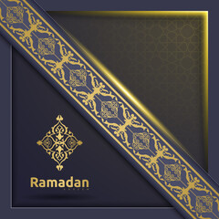 Ramadan Kareem greeting card design with islamic ornament background. Vector illustration