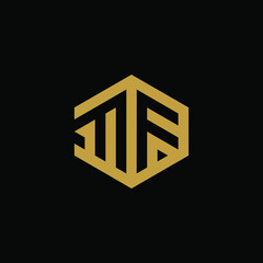 Initial letter MF hexagon logo design vector