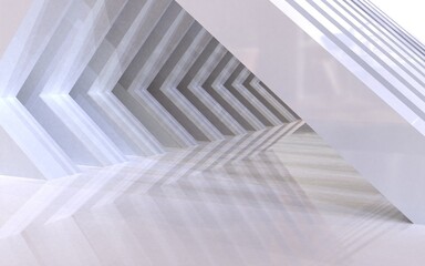 Diseño de estructura moderna y minimalista. Arquitectura espacial. Ilustración realista de túnel. Render 3d - obrazy, fototapety, plakaty