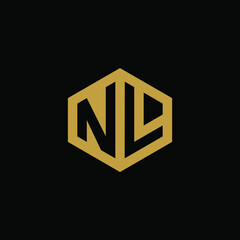 Initial letter NL hexagon logo design vector