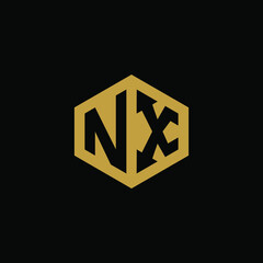Initial letter NX hexagon logo design vector
