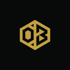 Initial letter OB hexagon logo design vector