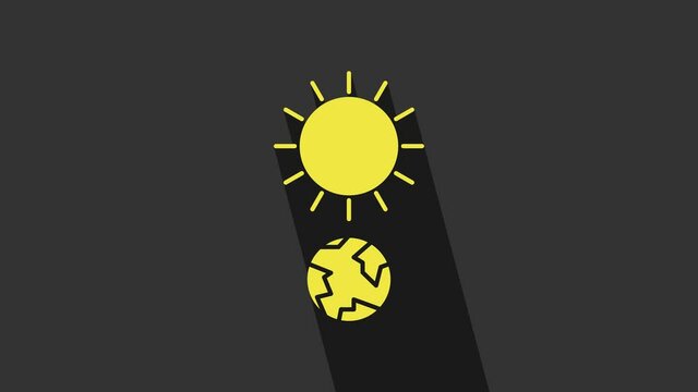 Yellow Solstice icon isolated on grey background. 4K Video motion graphic animation