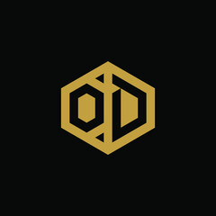 Initial letter OD hexagon logo design vector