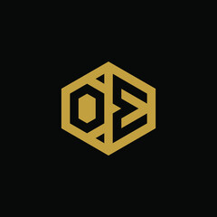 Initial letter OE hexagon logo design vector
