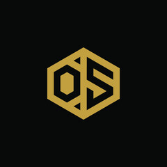 Initial letter OS hexagon logo design vector
