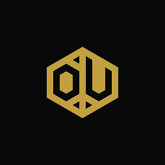 Initial letter OU hexagon logo design vector