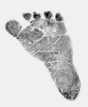 Negative image of human footprint