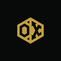 Initial letter OX hexagon logo design vector