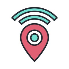 Wifi zone icon. Wireless internet location symbol. Public internet vector illustration.