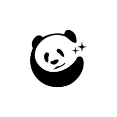 Cute Panda bear Logo design vector template. 
Funny Lazy Logo Panda animal Logotype concept icon.