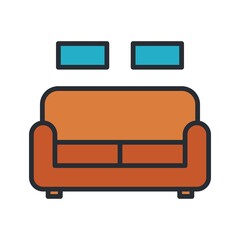 Sofa icon. Couch symbol. Home furniture concept.