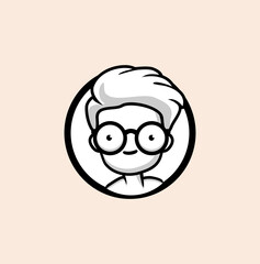 kid with hair and glasses for Geek Logo, Vector Logo template