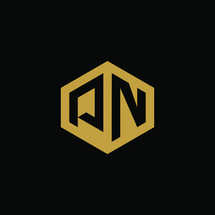 Initial letter PN hexagon logo design vector