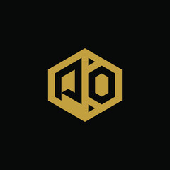 Initial letter PO hexagon logo design vector