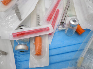 Medical material, syringes of various models