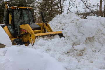 Cleaning parking for cars street blizzard of snowfall winter snow background