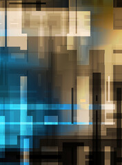 Futuristic abstract geometric wallpaper. Geometrical colorful shapes. Rectangular shapes background. Digital illustration of a tech layout.