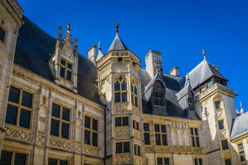 Fototapeta na wymiar The interior facade of the Jacques Coeur Palace, a gothic building, emblematic of the city of Bourges, located in the Berry region of France