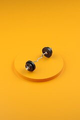 3d render. Abstract colorful minimalistic design of the EZ rod with a curved neck on the podium.