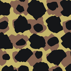 Abstract animal skin leopard seamless pattern design. Jaguar, leopard, cheetah, panther fur. Seamless camouflage background for fabric, textile, design, cover, wrapping.