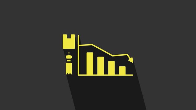 Yellow Ecology infographic icon isolated on grey background. 4K Video motion graphic animation