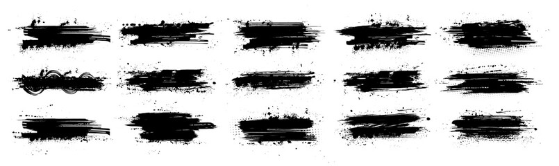 Black ink splashes with mud effect. Drops blots isolated set with inked splatter. Dirt stain splatter with spray and splash effect. High quality manually traced. Background texture. Vector collection