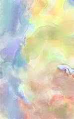 Obraz premium Modern brush strokes painting. Watercolor abstract painting with pastel colors. Soft color painted illustration of calming composition for poster, wall art, banner, card, book cover or packaging.