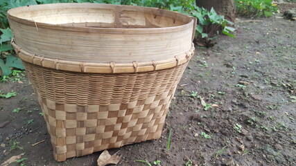 Javanese traditional bamboo basket.handcrafted bamboo basket