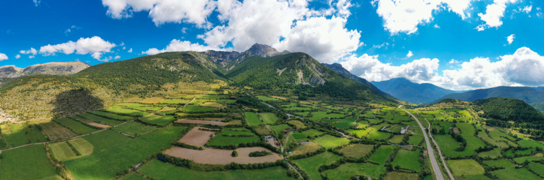 Panoramic view of Pedraforca, a mountain in Pyrenees, Spain