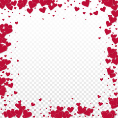 Red heart love confettis. Valentine's day frame po
