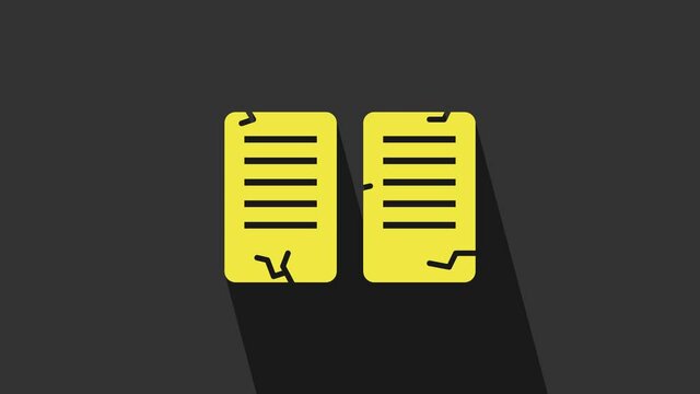 Yellow The commandments icon isolated on grey background. Gods law concept. 4K Video motion graphic animation