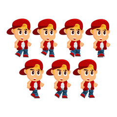 Obraz na płótnie Canvas Boy Character with Hat Walk Game Kits adventure design Sprite