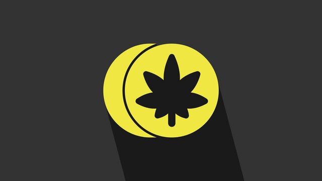 Yellow Herbal ecstasy tablets icon isolated on grey background. 4K Video motion graphic animation