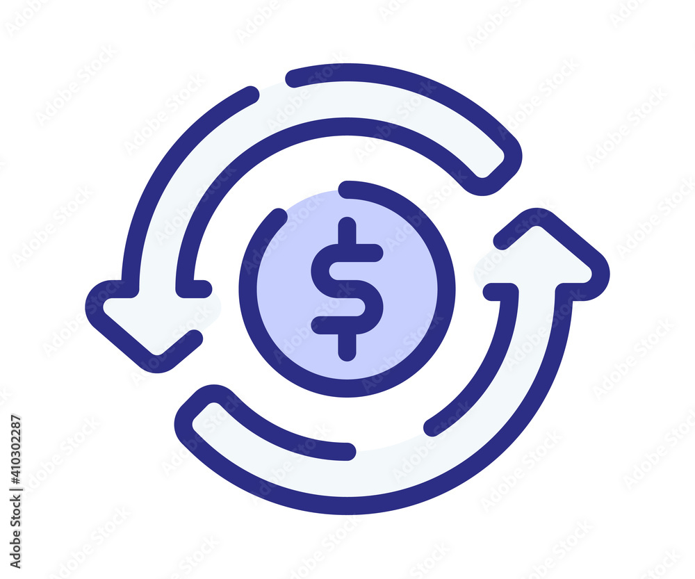 Poster money flow turnover single isolated icon with dashed line style