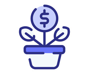growth investment profit single isolated icon with dashed line style