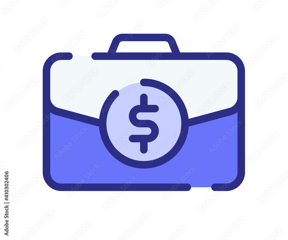 Poster briefcase finance bag single isolated icon with dashed line style