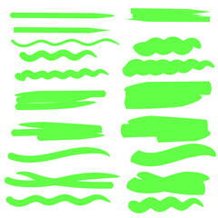 Obraz premium Sketch collection on green backdrop. Watercolor brush texture. Line vector. Stock image. EPS 10.