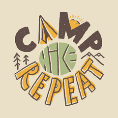 Camping nature adventure wild line badge patch pin graphic illustration vector art t-shirt design