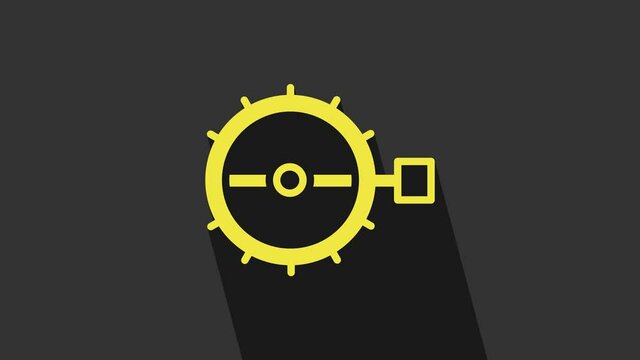 Yellow Trap hunting icon isolated on grey background. 4K Video motion graphic animation